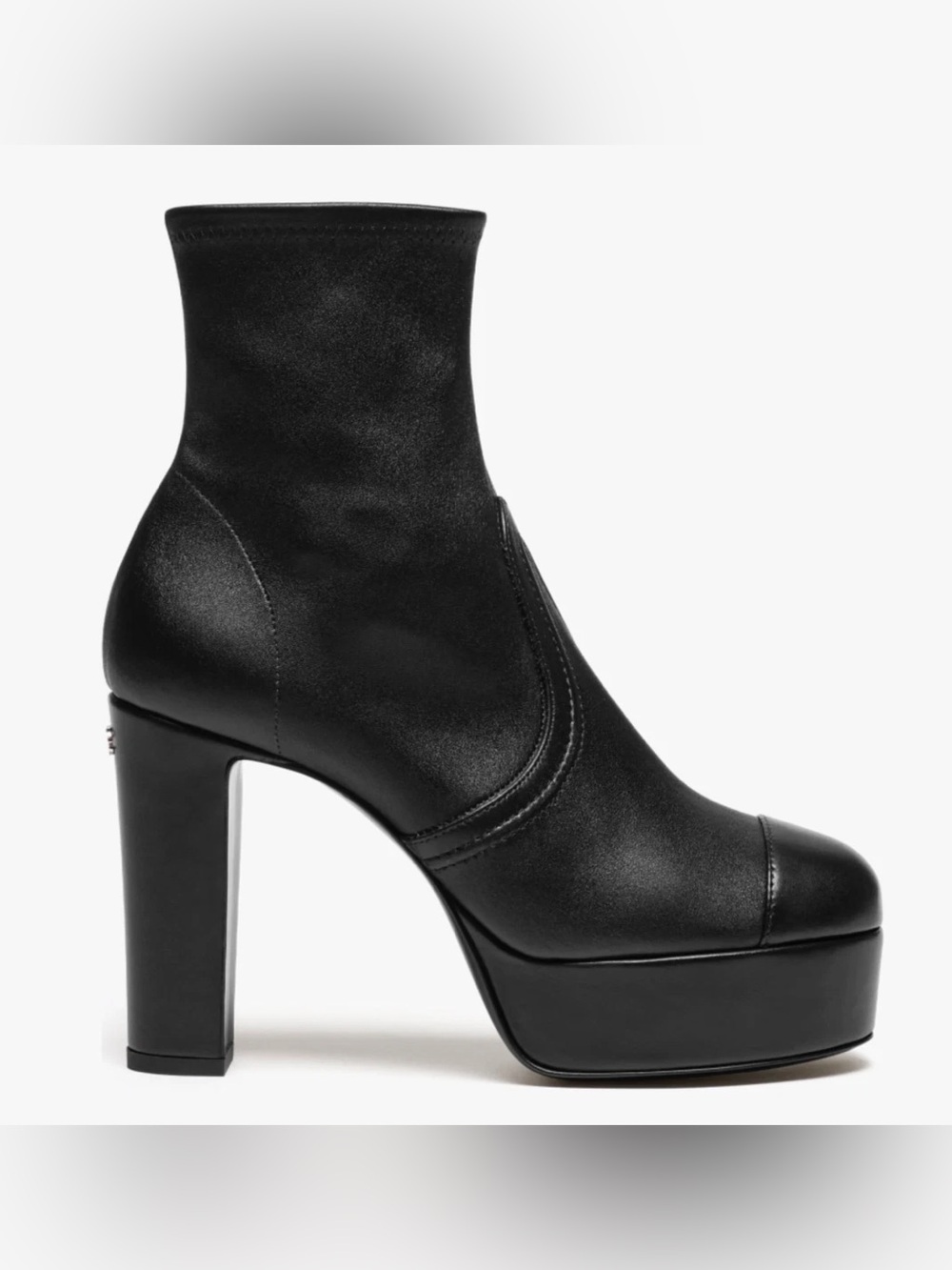 CHANEL CC Interlocking Stretch Lambskin Platform Boots 37.5